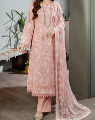 Grace Z(S729)- Stitched Embroidered 3pc Lawn dress with Embroidered chiffon dupatta.
