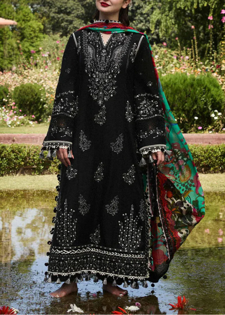 Grace Z94- Stitched Embroidered 3pc Lawn Dress With Printed Munar Dupatta.