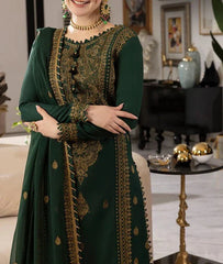 Grace Z-(S713) - Stitched Embroidered 3pc lawn dress with Embroidered chiffon dupatta.
