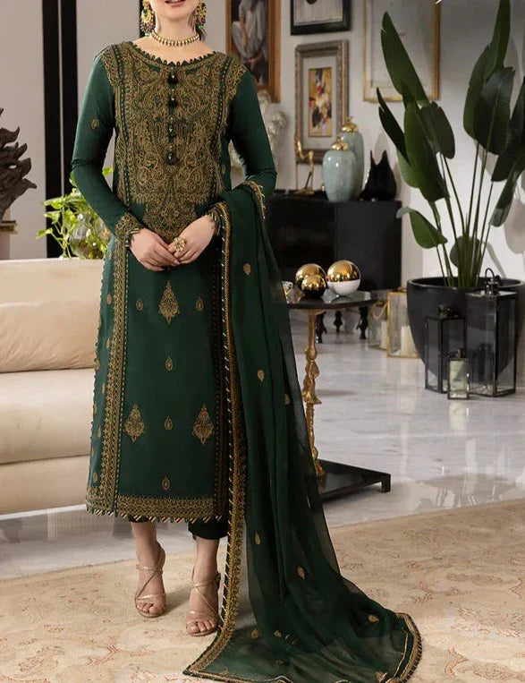 Grace Z-(S713) - Stitched Embroidered 3pc lawn dress with Embroidered chiffon dupatta.