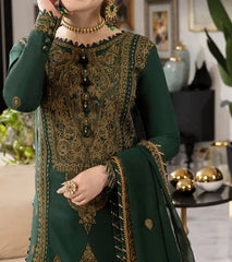 Grace Z-(S713) - Stitched Embroidered 3pc lawn dress with Embroidered chiffon dupatta.