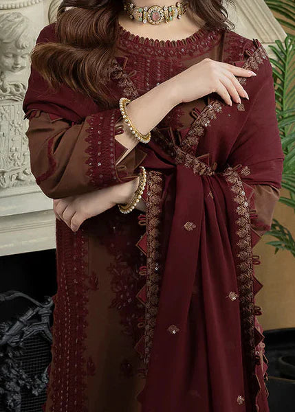 Grace W786-Embroidered 3pc Marina Dress With Embroidered Chiffon Dupatta.