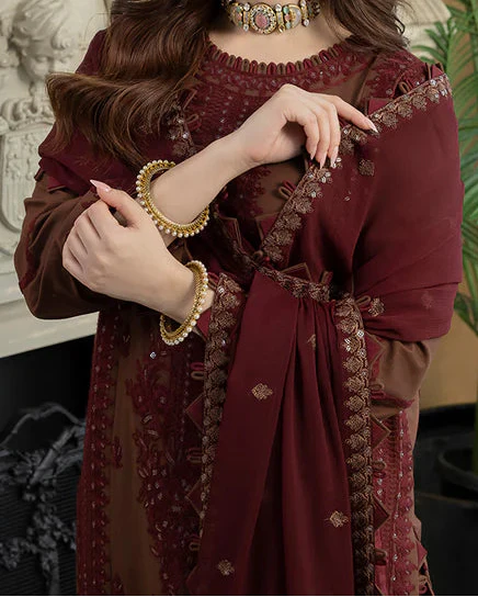 Grace W786-Embroidered 3pc Marina Dress With Embroidered Chiffon Dupatta.