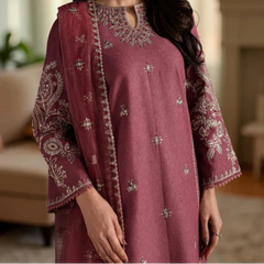 Grace W748-Embroidered 3pc Marina Dress With Embroidered Organza Dupatta.