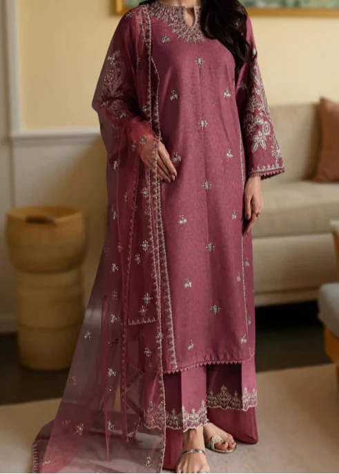 Grace W748-Embroidered 3pc Marina Dress With Embroidered Organza Dupatta.