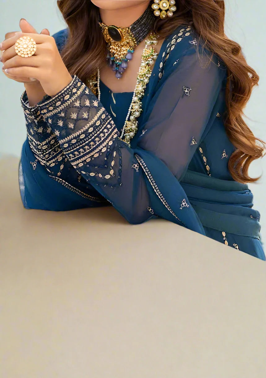 Grace Z-(ESHAL) -Stitched Embroidered chiffon 3Pc Suit