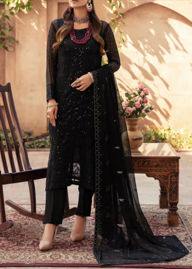 Grace Z-(EIRA) -Stitched Embroidered chiffon 3Pc Suit