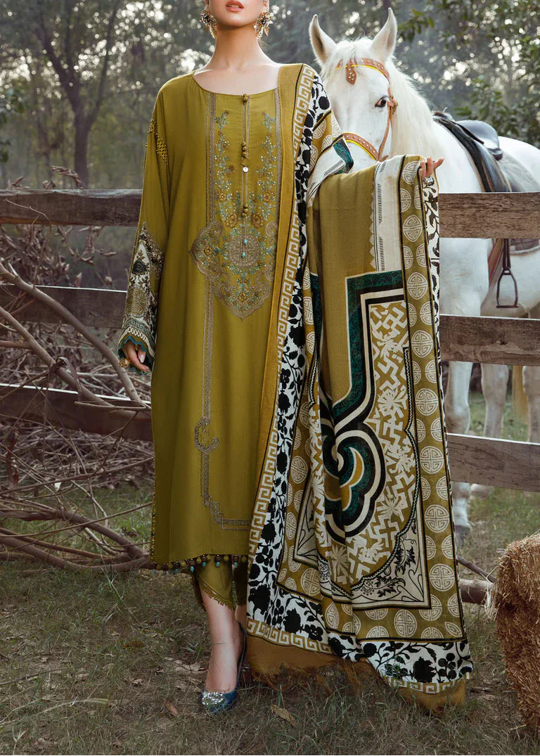 Grace Z-(W567)- Stitched Embroidered 3pc marina dress with Printed shawl.