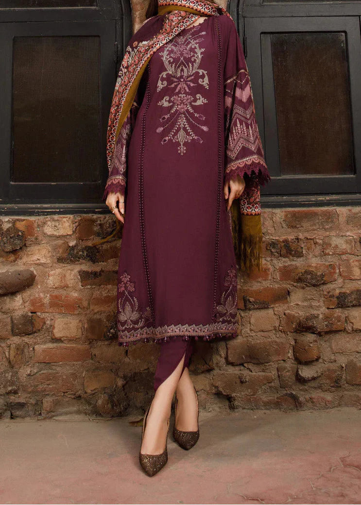 Grace W797-Embroidered 3pc Marina Dress With Printed Shawl.