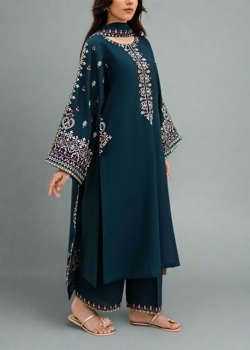 Grace S1227-Embroidered 3pc Lawn Dress With Embroidered chiffon Dupatta.