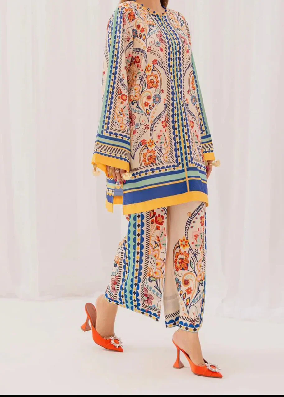 Grace Z-(W729 ) - Stitched Digital Printed 3pc Silk dress With Digital Printed Silk dupatta.