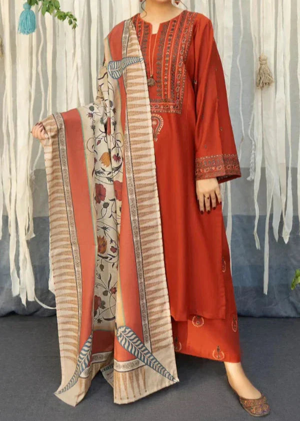 Grace Z88- Stitched Embroidered 3pc Lawn dress with Printed Munar Dupatta.