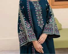 Grace W758 - Embroidered 3pc Marina Dress With Embroidered Chiffon Dupatta.