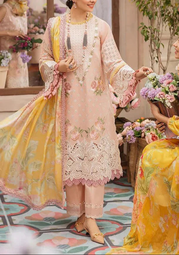 Grace Z95- Stitched Embroidered 3pc CHIKANKARI Lawn Dress With Printed Munar Dupatta.