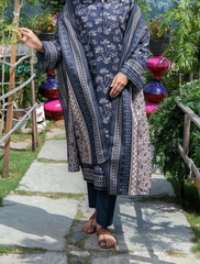 Grace W878 - Digital Printed 3pc Karandi Dress With Digital Printed Karandi Shawl.