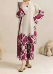 Grace W906 - Digital Printed 3pc Karandi Dress With Digital Printed Karandi Shawl.