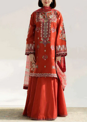 Grace Z(S1185)- Stitched Embroidered 3pc Lawn Dress With Printed Munar Dupatta.